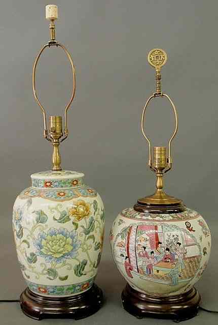 Appraisal: Two contemporary Chinese porcelain table lamps h h