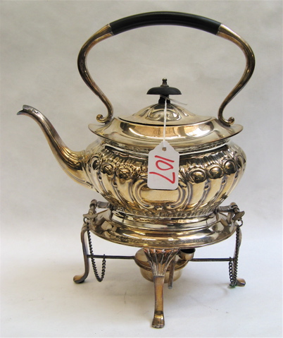 Appraisal: SHEFFIELD SILVER PLATED TEAPOT WARMING STAND The teapot removes for