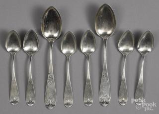 Appraisal: Eight coin silver spoons by D G Hall ozt