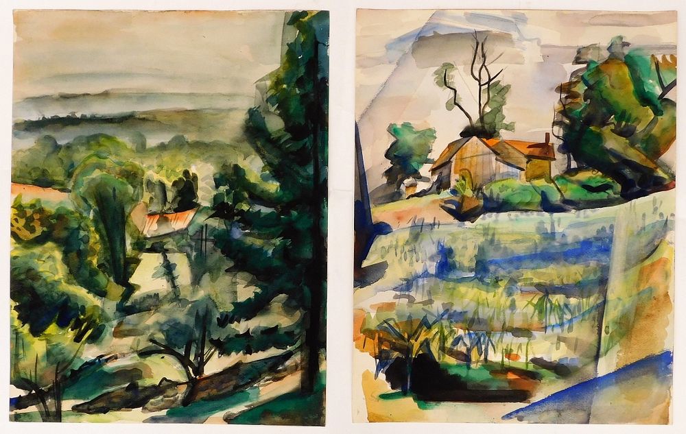 Appraisal: Otto Plaug Landscape Studies WC Painting New York Germany -