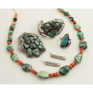 Appraisal: Assorted Southwest Jewelry Assorted Southwest jewelry comprising a large silver