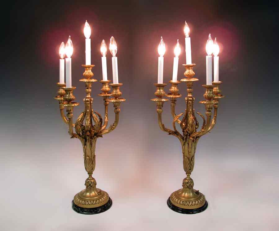 Appraisal: PAIR A MARIONETT FRENCH BRONZE CANDELABRA Late th Century pair