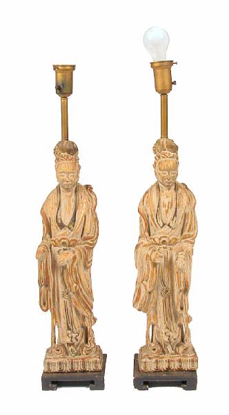 Appraisal: A pair of Chinese figural table lamps height in