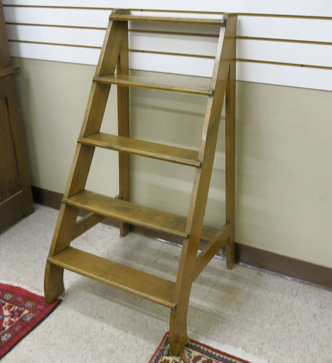 Appraisal: WALNUT LIBRARY STEPS American or English c five steps H