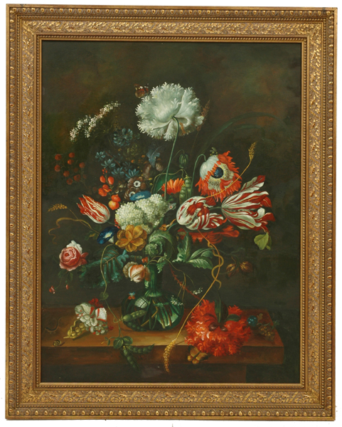 Appraisal: Artist Unknown th Century Still Life with Flowers oil on