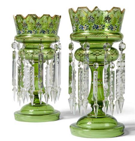 Appraisal: A pair of late th century Bohemian glass lustres the