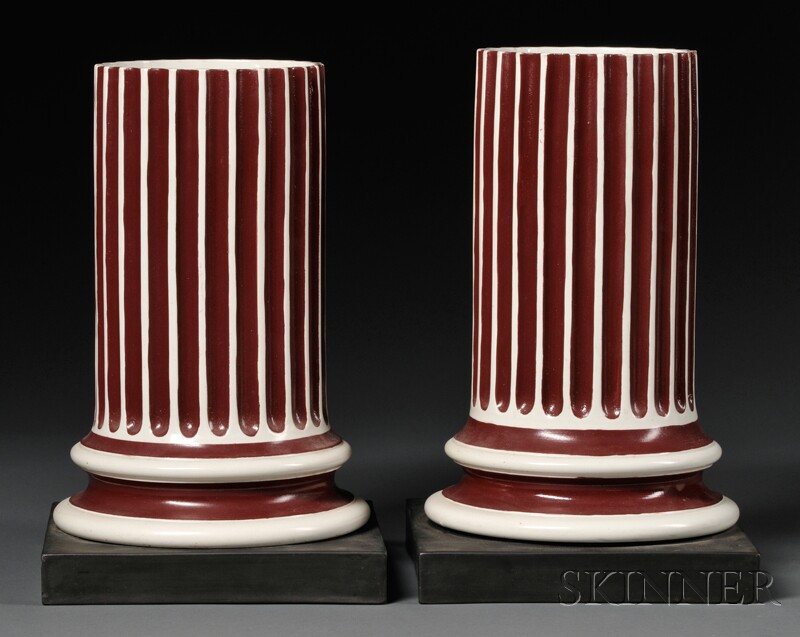 Appraisal: Pair of Wedgwood Pearlware Columnar Vases England early th century