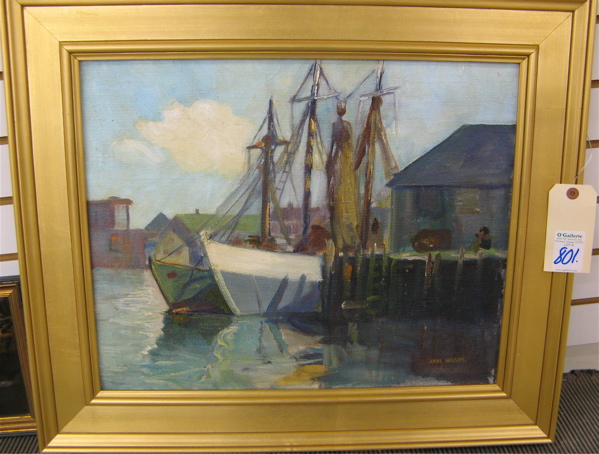 Appraisal: ANNA WILSON oil on canvas San Francisco dock side with