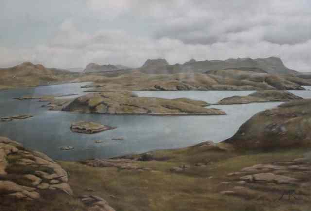 Appraisal: MARY KING TH CENTURY Highland lakes under grey skies initials