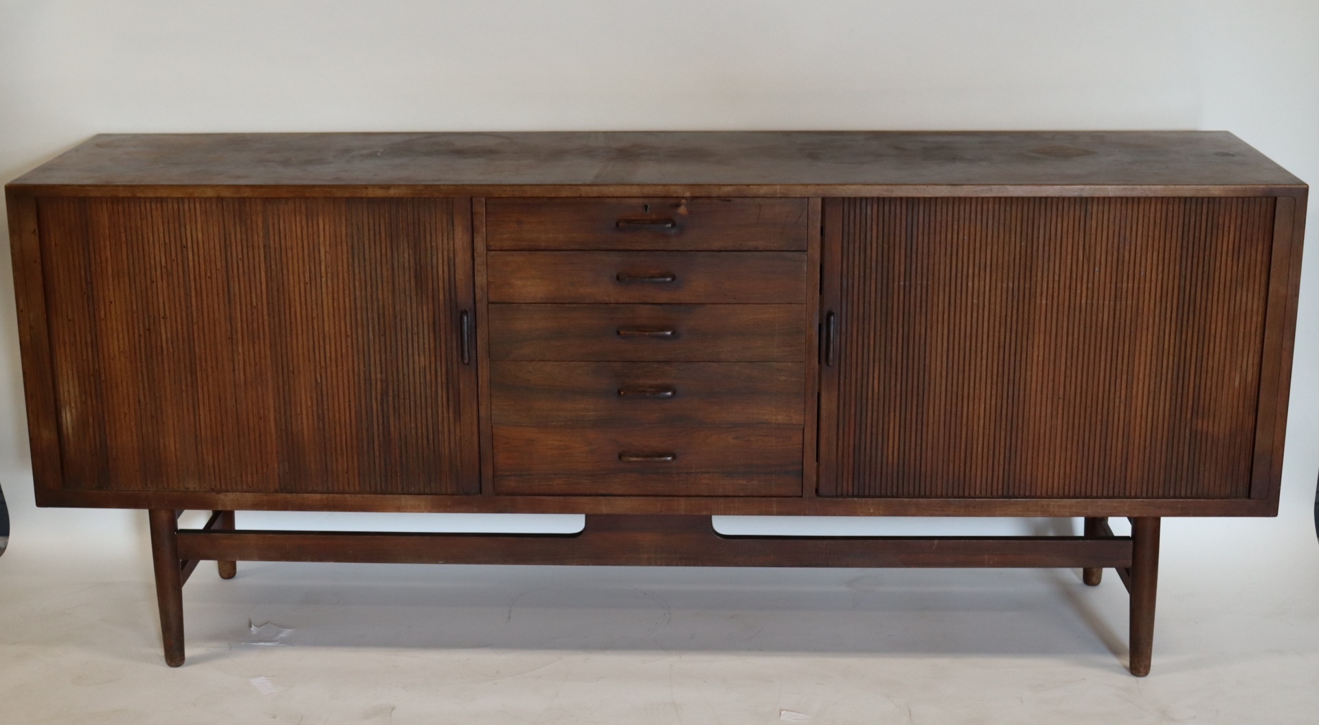 Appraisal: MIDCENTURY WORTS MOBLER DANISH ROSEWOOD TAMBOUR Tambour Front Cabinet From