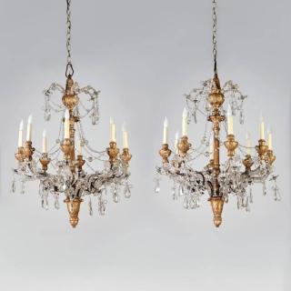 Appraisal: Pair Italian Neo th c lights with gilt iron candle