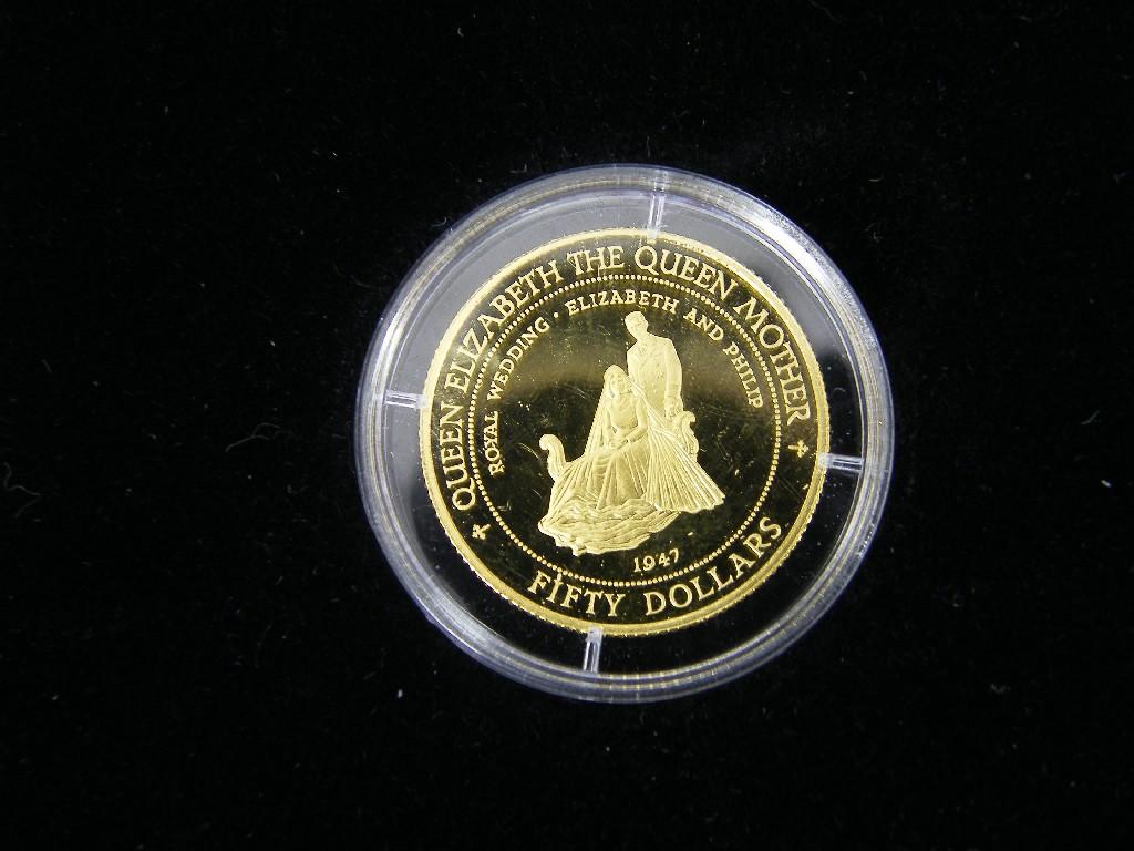 Appraisal: Jamaica gold coin commemorating the Royal Wedding of Princess Elizabeth