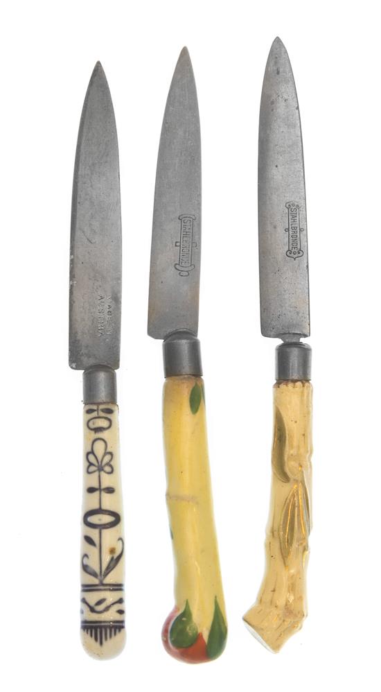 Appraisal: Sale Lot A Group of Austrian Ceramic Handled Knives Stahlbronce