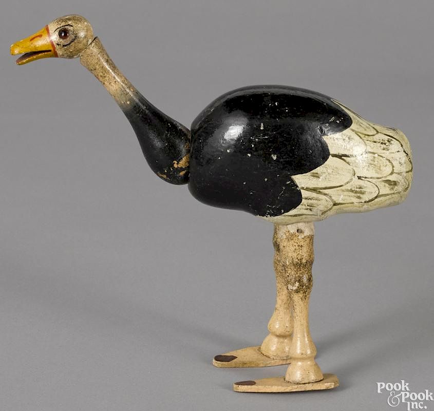 Appraisal: Schoenhut painted ostrich with glass eyes an open mouth and