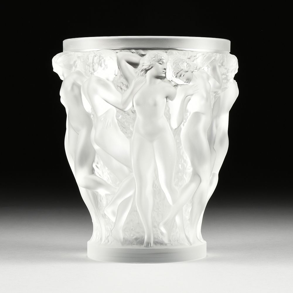 Appraisal: A LALIQUE BACCHANTES FROSTED CRYSTAL VASE SIGNED LATE TH CENTURY