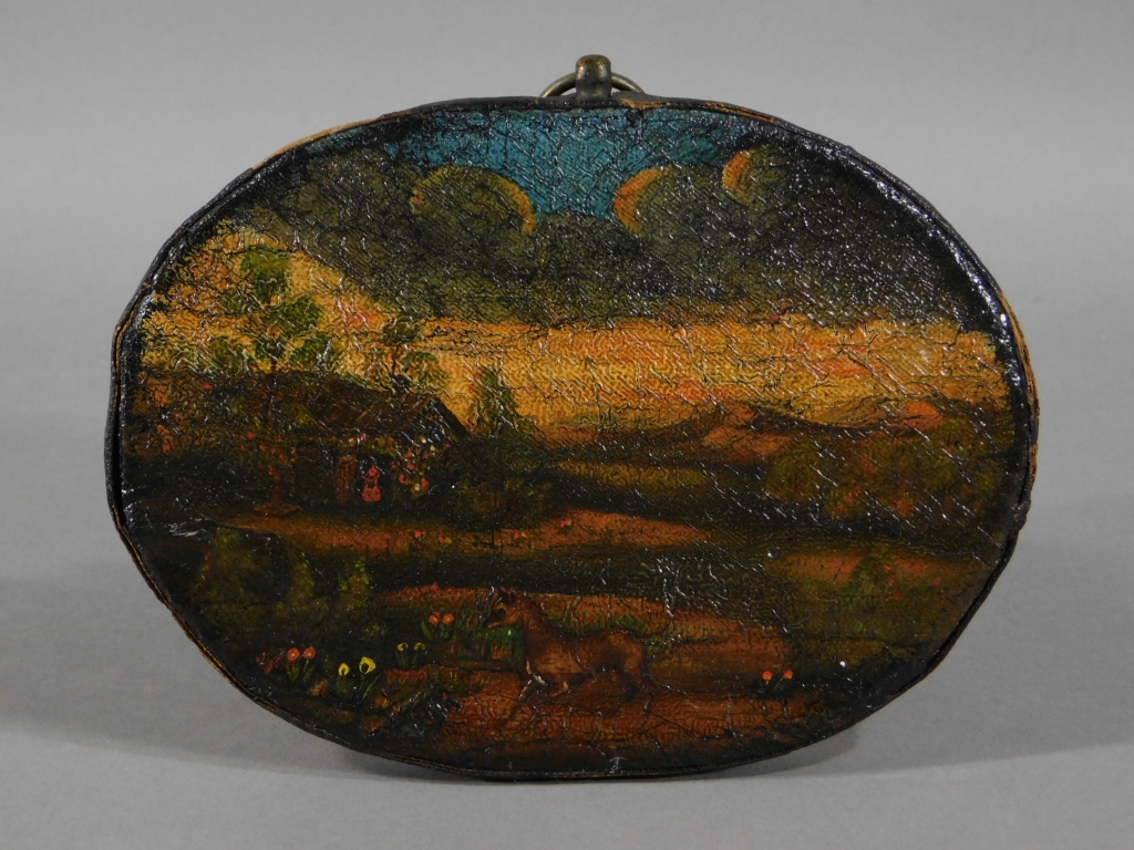 Appraisal: C AMERICAN FOLK ART MINIATURE LANDSCAPE PAINTING United States Early