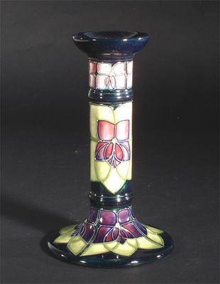 Appraisal: Violet' a Moorcroft Pottery candlestick lamp base designed by Sally