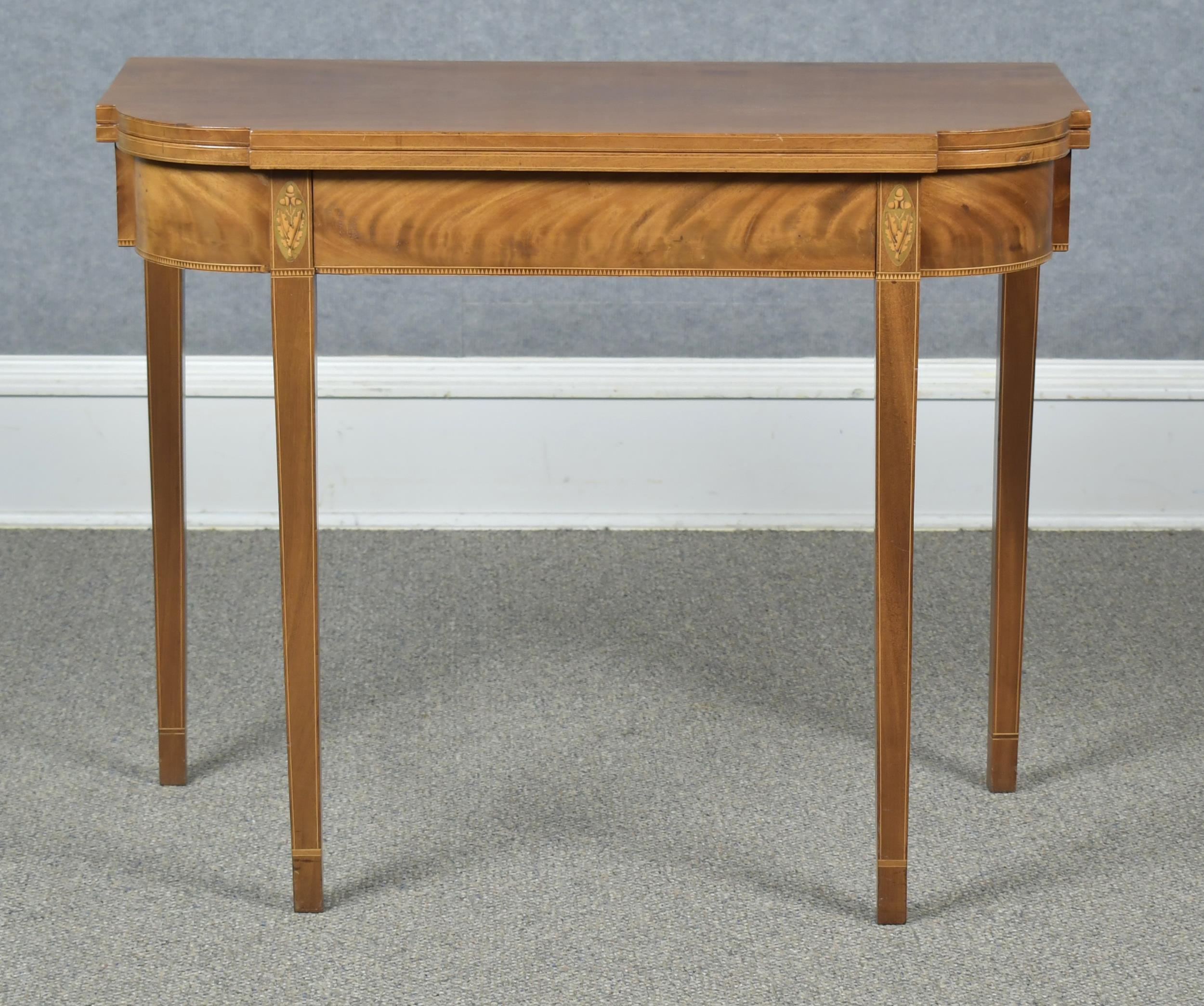 Appraisal: FEDERAL MID ATLANTIC INLAID CARD TABLE CA Possibly Maryland mahogany