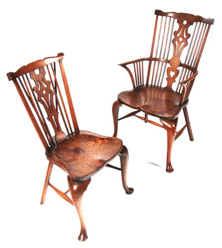 Appraisal: A set of eight th century oak Windsor chairs Marked