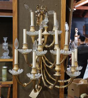 Appraisal: Pair of Louis XV style twelve light gilt and crystal