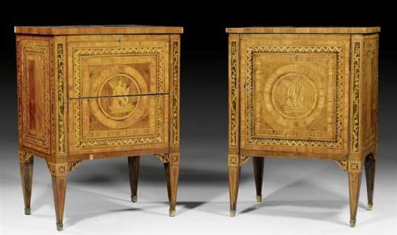 Appraisal: PAIR OF SMALL COMMODES Louis XVI Lombardy circa and later