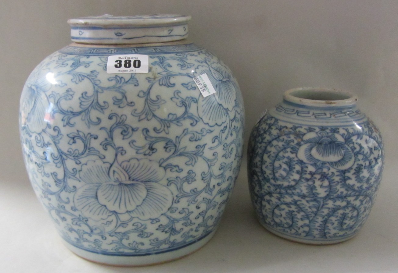 Appraisal: A Chinese blue and white ginger jar and a cover