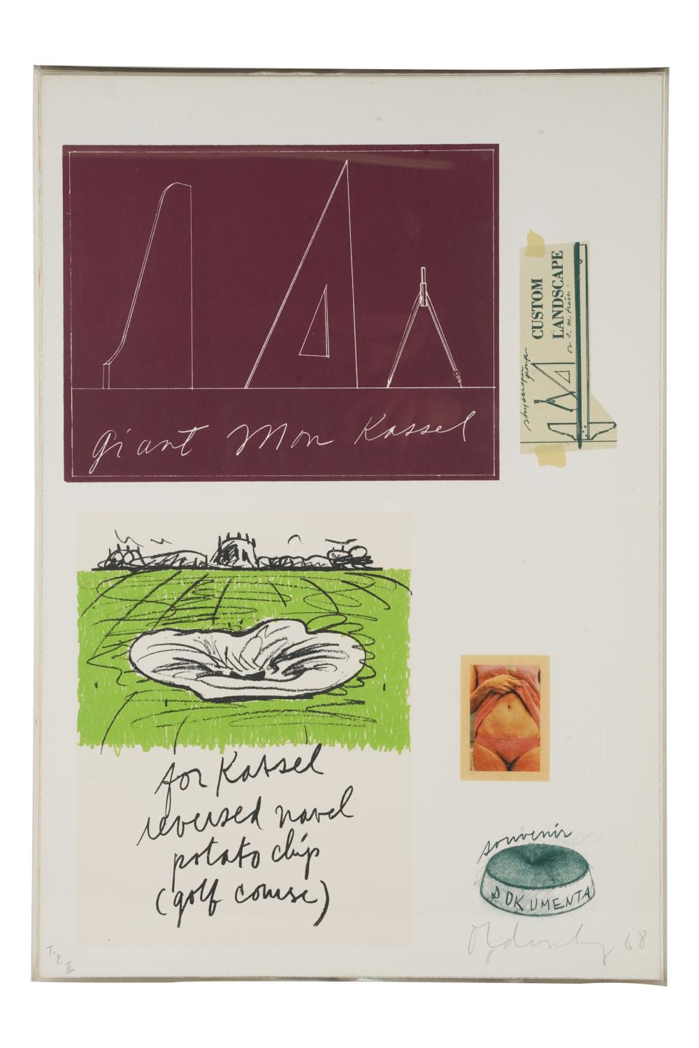 Appraisal: CLAES OLDENBURG B NOTES KASSEL lithograph in colors signed and