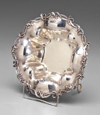 Appraisal: Whiting sterling silver bowl round with openwork scroll and poppy