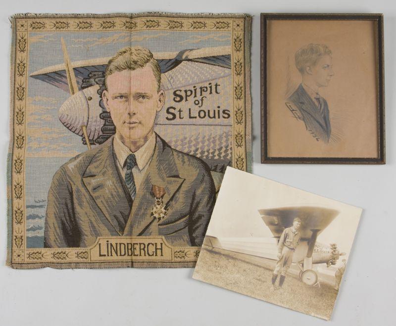 Appraisal: Charles Lindbergh Items as follows Underwood sepia photograph of Charles