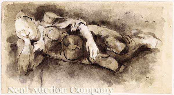 Appraisal: Paul Tchelitchew Russian New York - Clown Recumbent gouache and