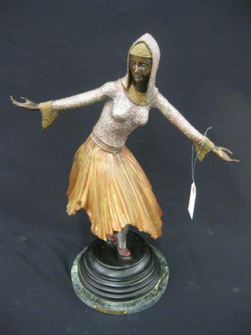 Appraisal: Deco Style Bronze Dancer Starlight after Chiparus marble base tall