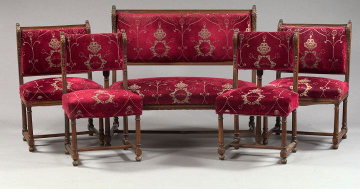 Appraisal: Five-Piece Napoleon III Mahogany Parlor Suite third quarter th century