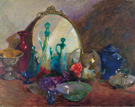 Appraisal: WILL ROWLAND DAVIS American - GLASS AND MIRROR STILL LIFE