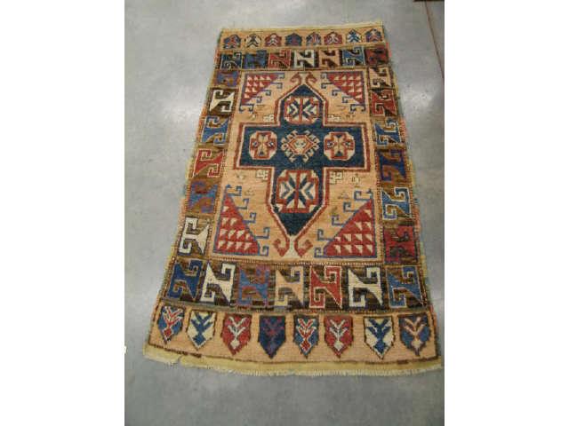 Appraisal: Antique Turkish Handmade Rug geometrics earthtones x