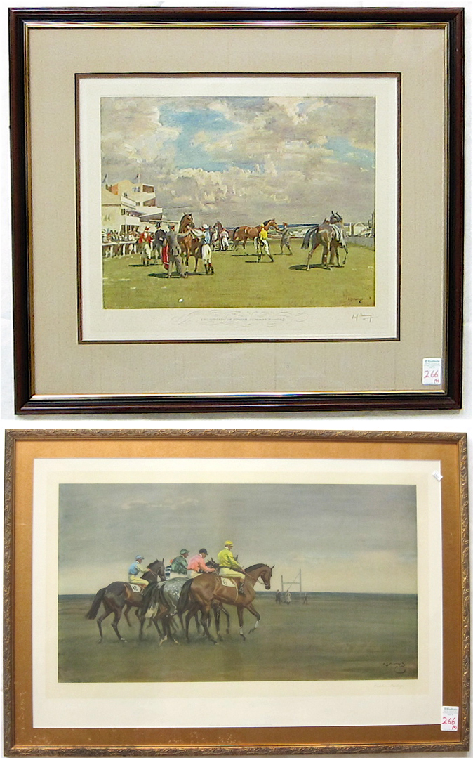 Appraisal: ALFRED JAMES MUNNING TWO PRINTS British - titled Unsaddling at