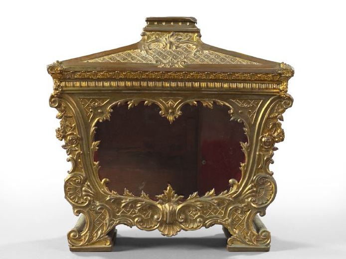 Appraisal: Italian Embossed Gilt-Brass-Veneered Wood and Glass Reliquary Case third quarter