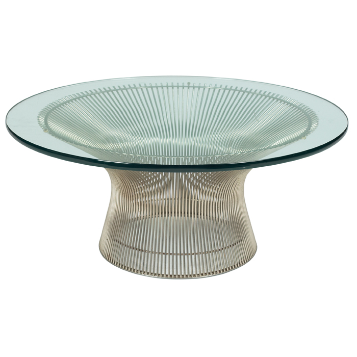 Appraisal: Warren Platner coffee table by Knoll nickel-plated wires replaced round