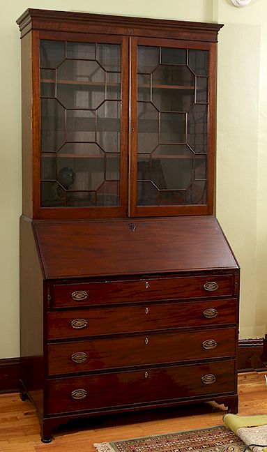 Appraisal: George III Bureau Secretary A nice period mahogany George III