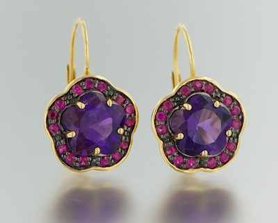 Appraisal: A Pair of Amethyst and Ruby Earrings k gold pendant