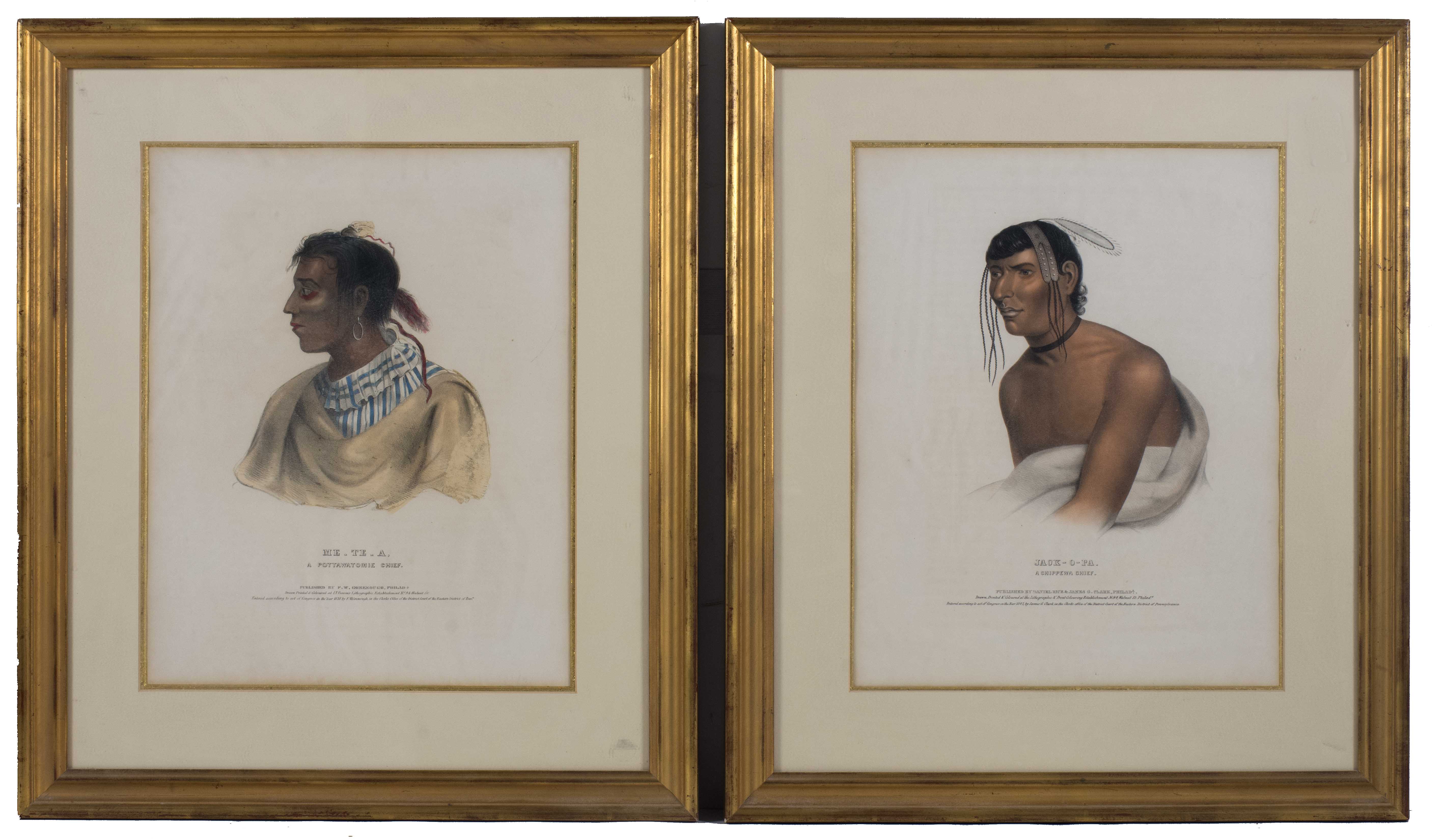 Appraisal: TWO COLORED ETCHINGS FROM MCKENNEY HALL'S THE INDIAN TRIBES OF