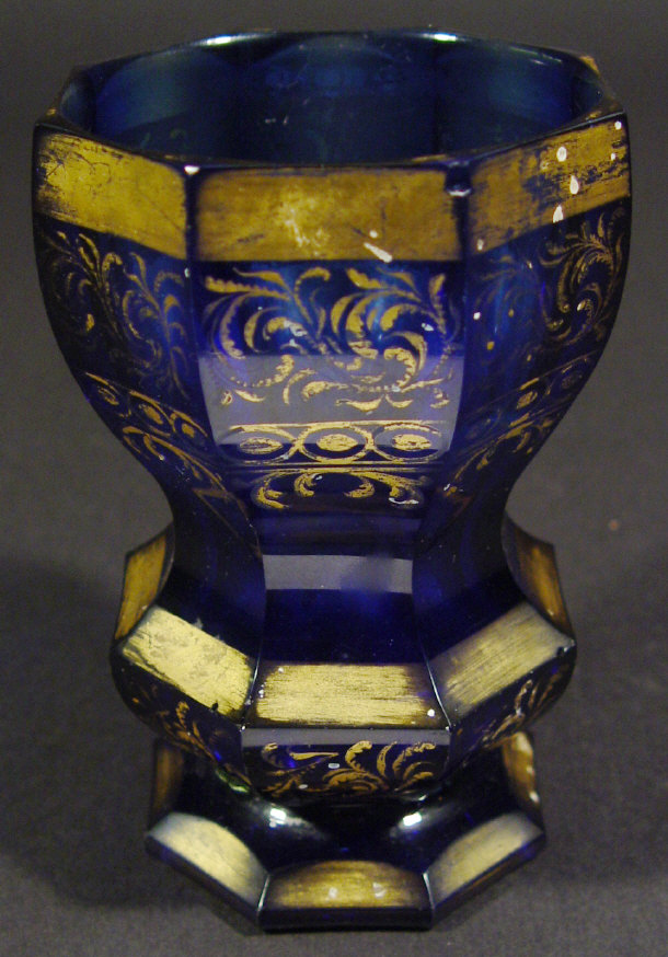 Appraisal: Victorian cobalt blue glass tumbler with gilt decoration cm high