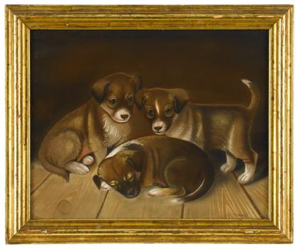 Appraisal: American School th centurythree works with puppies