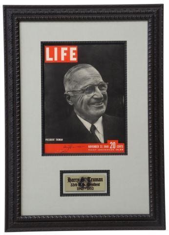 Appraisal: Framed autograph Harry S Truman - rd president of the