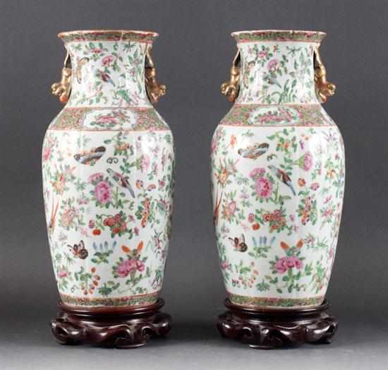 Appraisal: Pair of Chinese Export Famille Rose porcelain baluster vases mid-