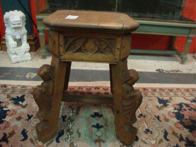 Appraisal: Antique Carved Figural Stool From a prominent New Jersey estate