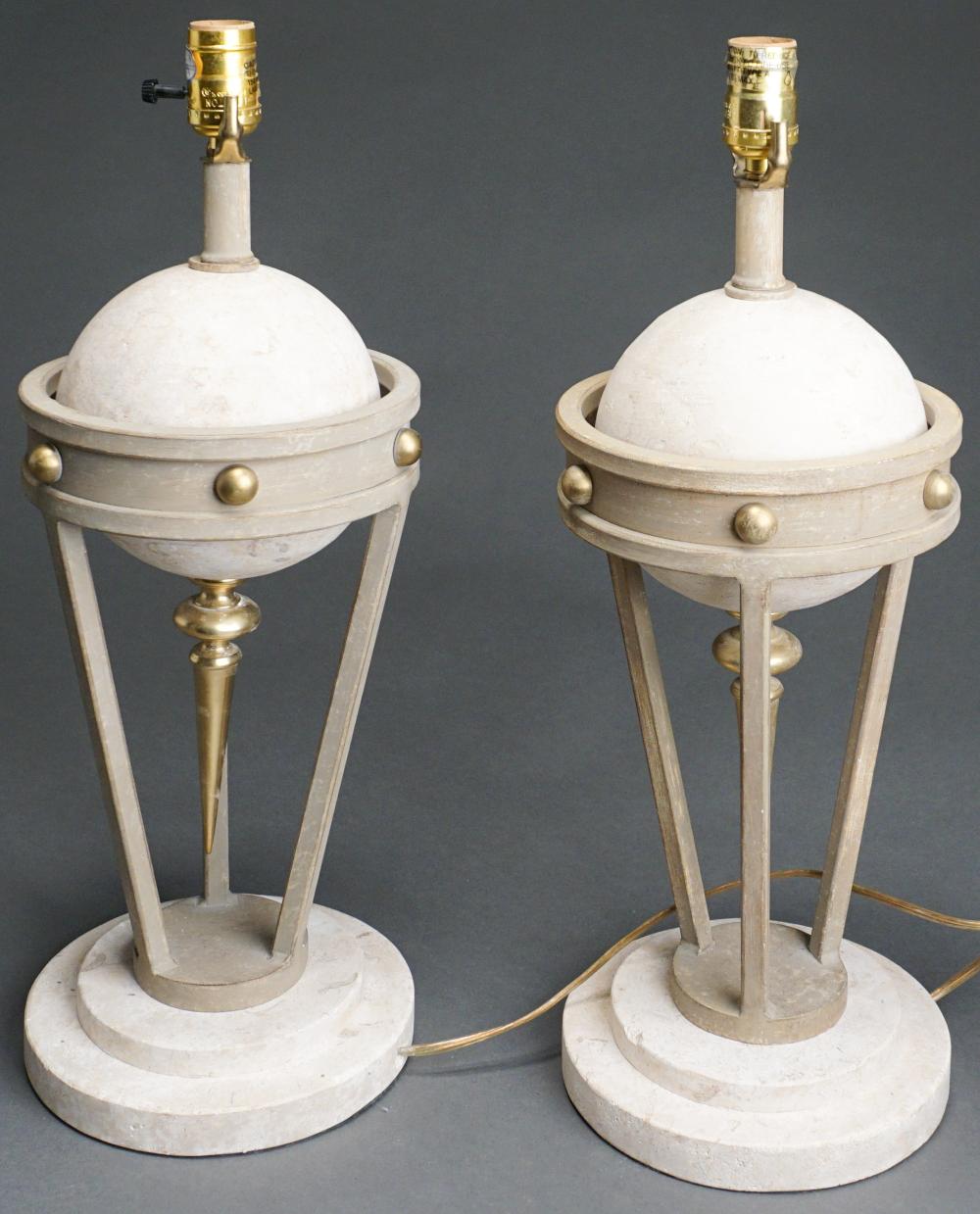 Appraisal: Pair of Fine Art Lamps Art Deco Style Gilt Decorated