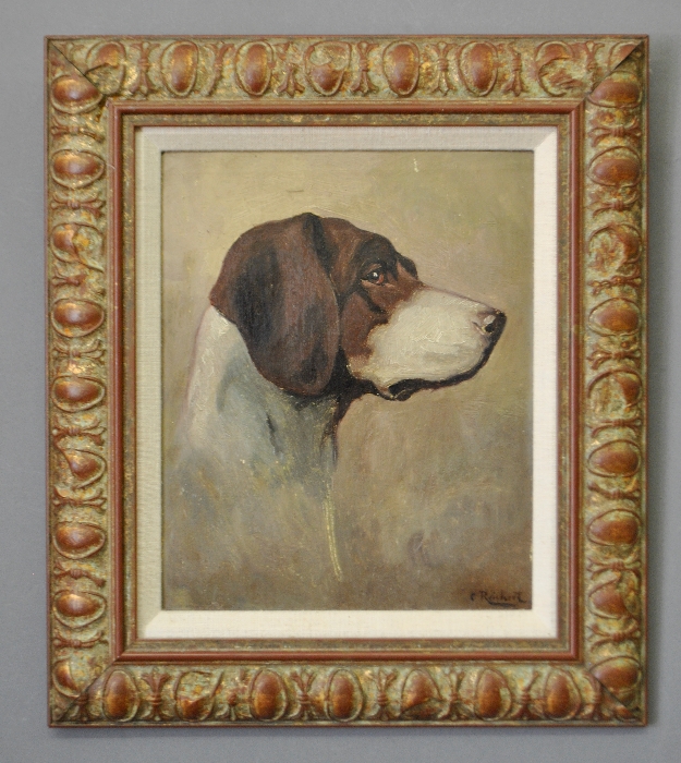 Appraisal: - Oil on board canine portrait of a pointer signed