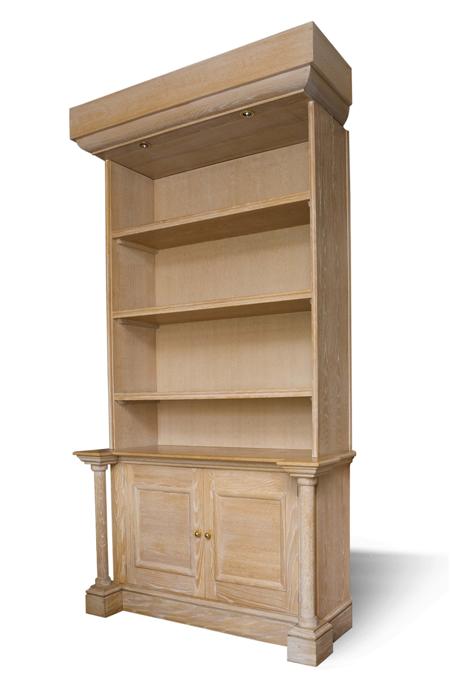 Appraisal: LIMED OAK BOOKCASE CABINET LATE S the moulded cornice above