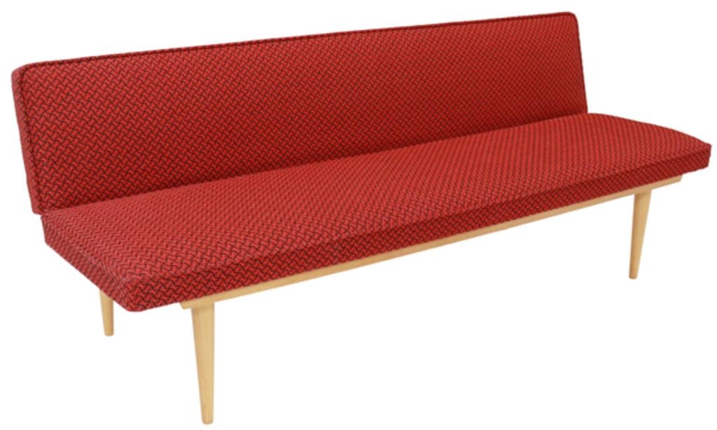 Appraisal: Danish mid-century modern daybed sofa c s woven upholstery maple