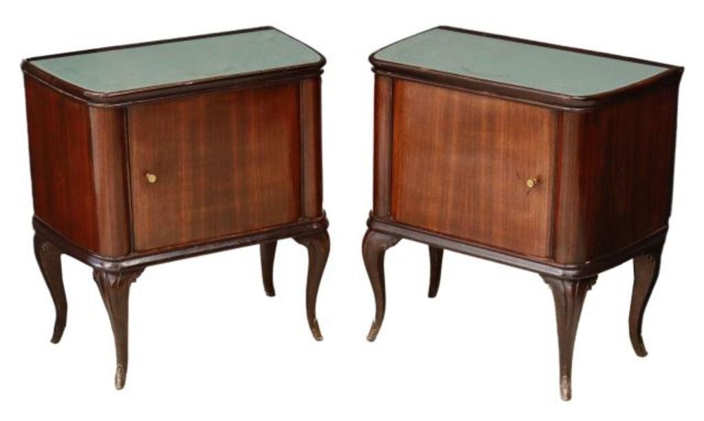 Appraisal: pair Italian mid-century modern rosewood bedside cabinets c s reverse